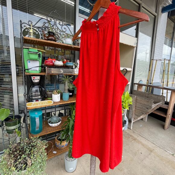 NWT Cato Women's Plus Size 26/28W Fiery Red Sleeveless Eyelet Tunic - Picture 12 of 16